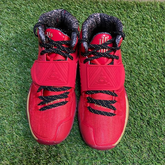 kyrie shoes red and gold